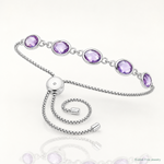 SterlingSilver Rhod-plated Amethyst 7.5AM & CZ Adjustable Bracelet - Lifestyle View