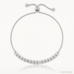 Sterling Silver Rhodium-plated Polished CZ Adjustable Tennis Bracelet - Lifestyle View