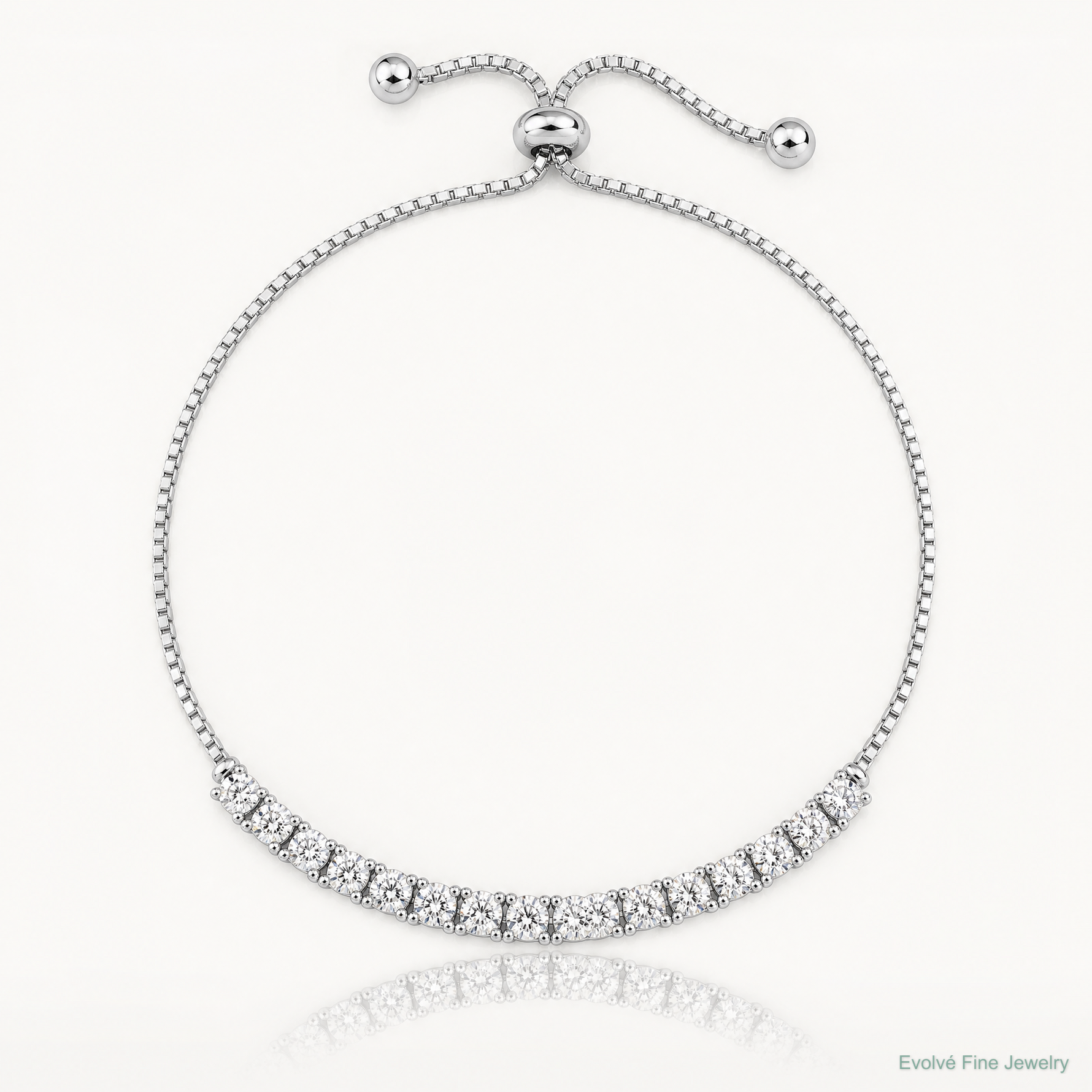 Sterling Silver Rhodium-plated Polished CZ Adjustable Tennis Bracelet - Lifestyle View