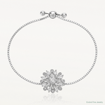 Sterling Silver Rhodium-plated Floral CZ Adjustable Bolo Bracelet - Lifestyle View