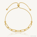 Sterling Silver Gold-tone Polished Paperclip Link Adjustable Bracelet - Lifestyle View
