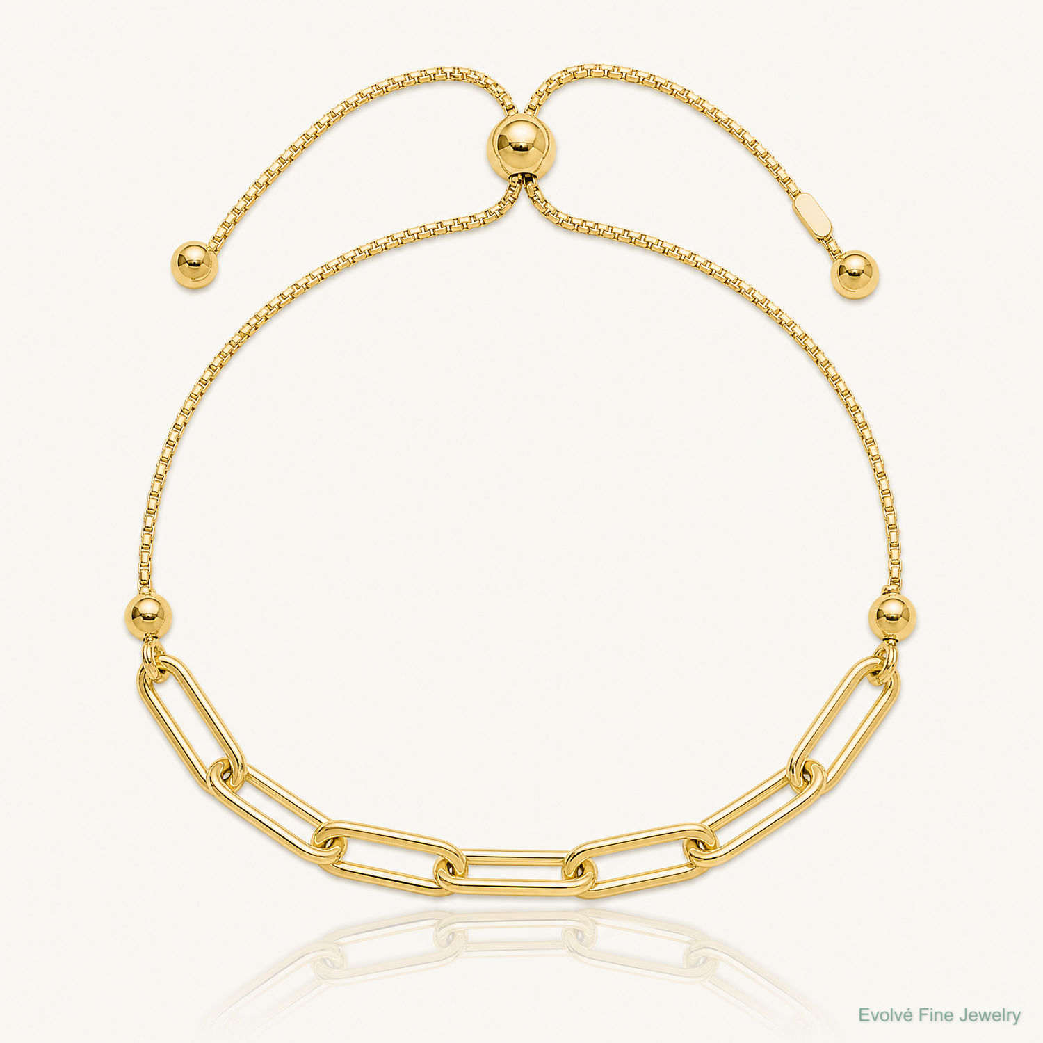 Sterling Silver Gold-tone Polished Paperclip Link Adjustable Bracelet - Lifestyle View