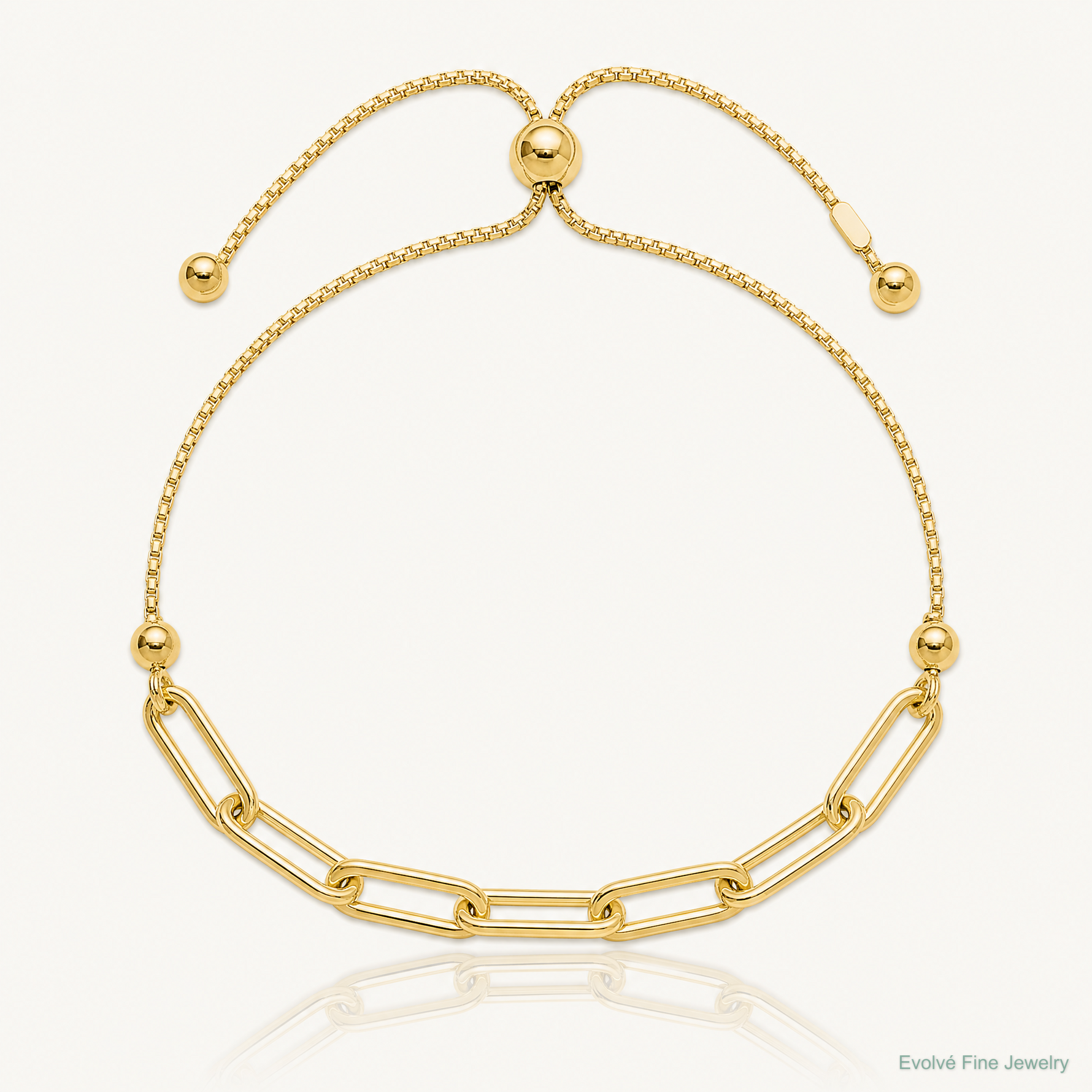 Sterling Silver Gold-tone Polished Paperclip Link Adjustable Bracelet - Lifestyle View