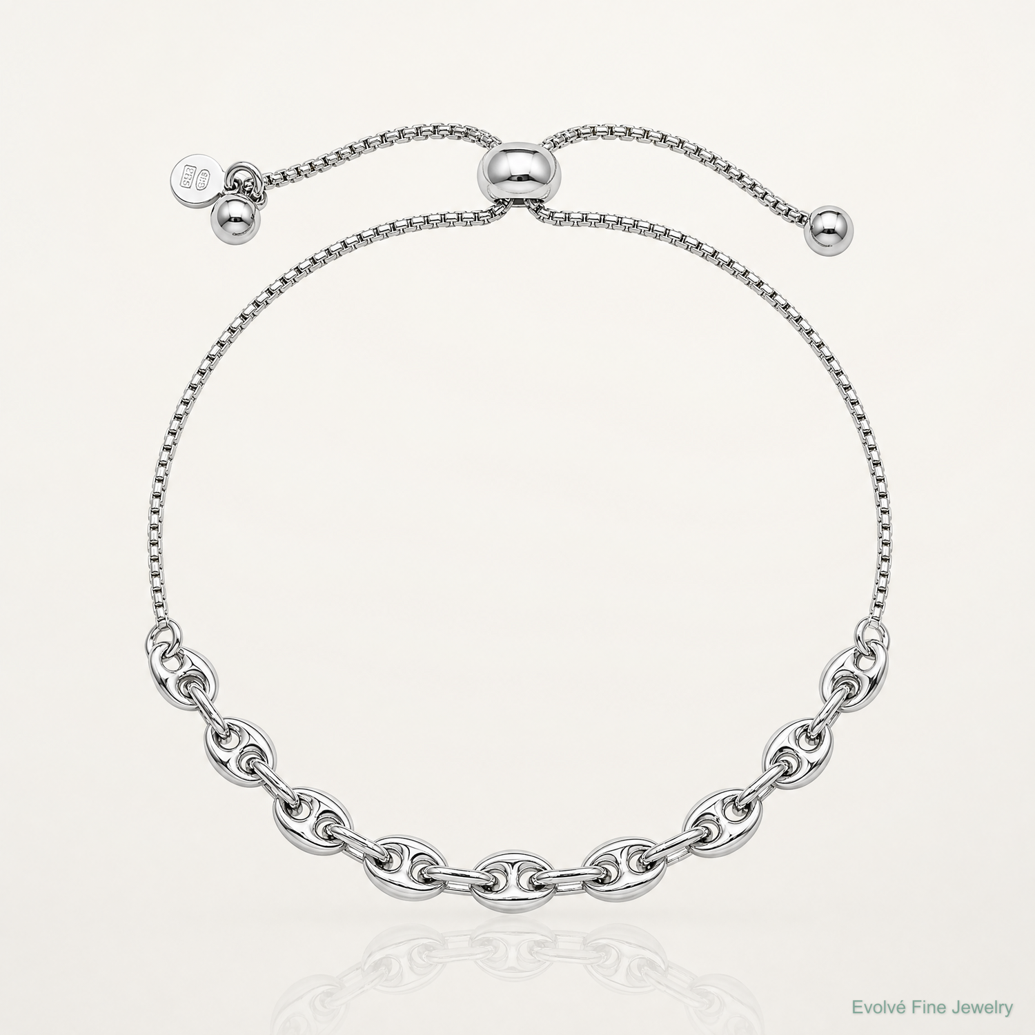 Sterling Silver Rhodium-plated Fancy Adjustable Bracelet - Lifestyle View
