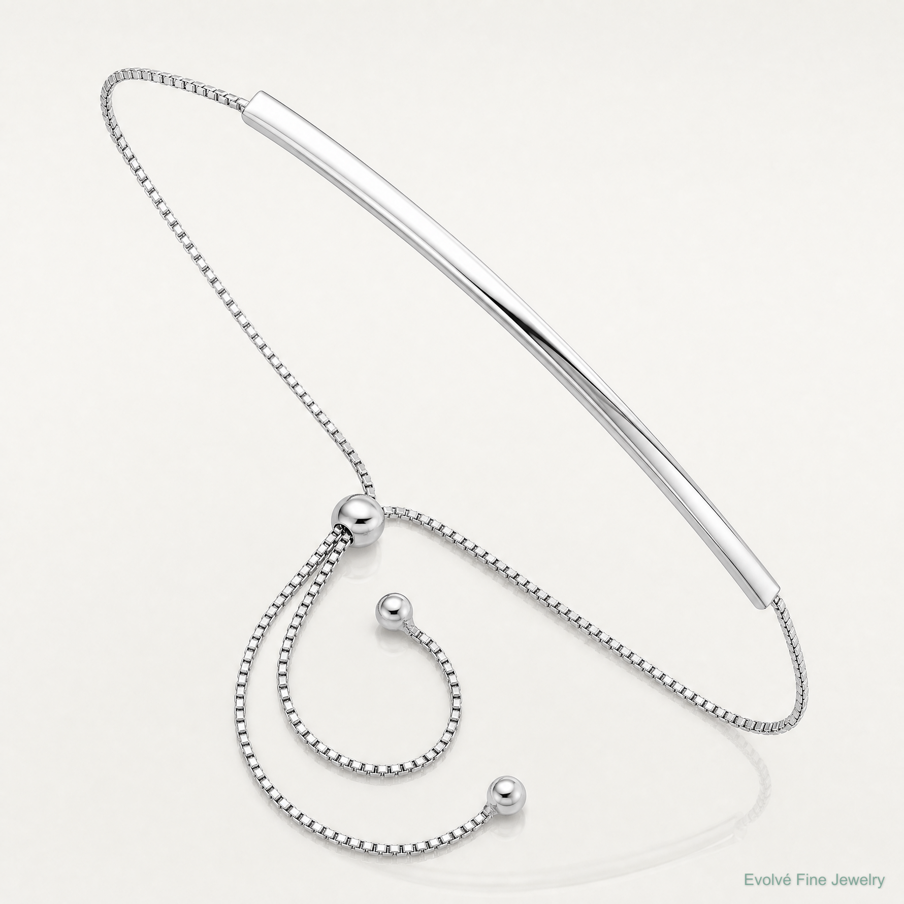 Sterling Silver Rhodium-plated Adjustable Bar Bracelet - Lifestyle View