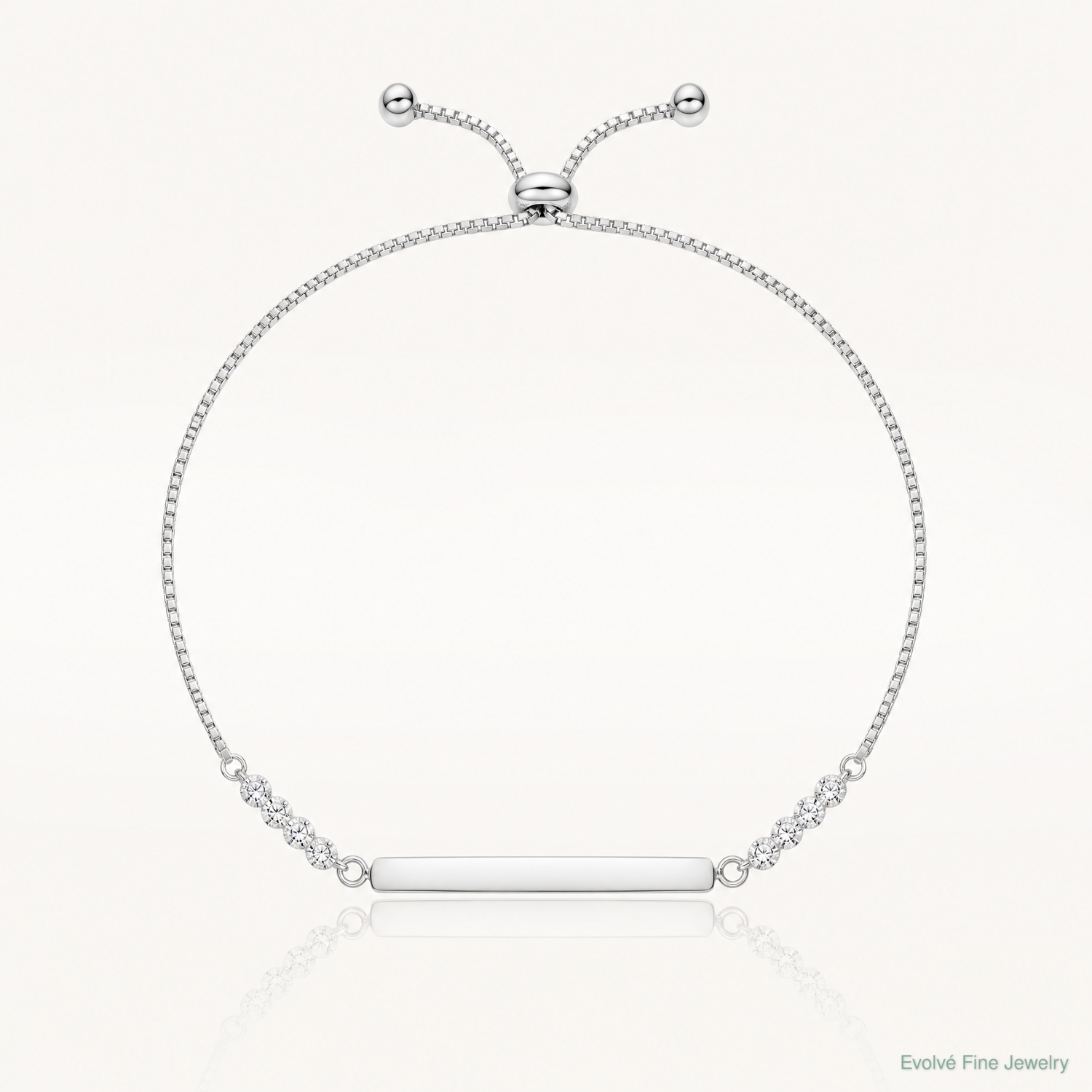 Sterling Silver with CZ Adjustable ID Bracelet - Lifestyle View