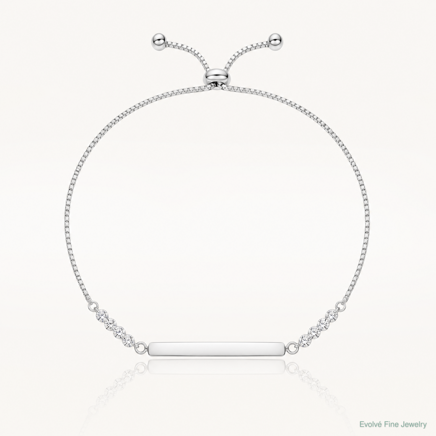 Sterling Silver with CZ Adjustable ID Bracelet - Lifestyle View