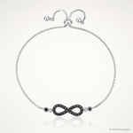 Sterling Silver Rhodium-plated Black Spinel Infinity Symbol Adjustable Brac - Lifestyle View