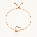 Sterling Silver Rose Gold-plated Open Heart with CZ Adjustable Bracelet - Lifestyle View