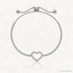Sterling Silver Rhodium-plated CZ Heart Adjustable Bracelet - Lifestyle View