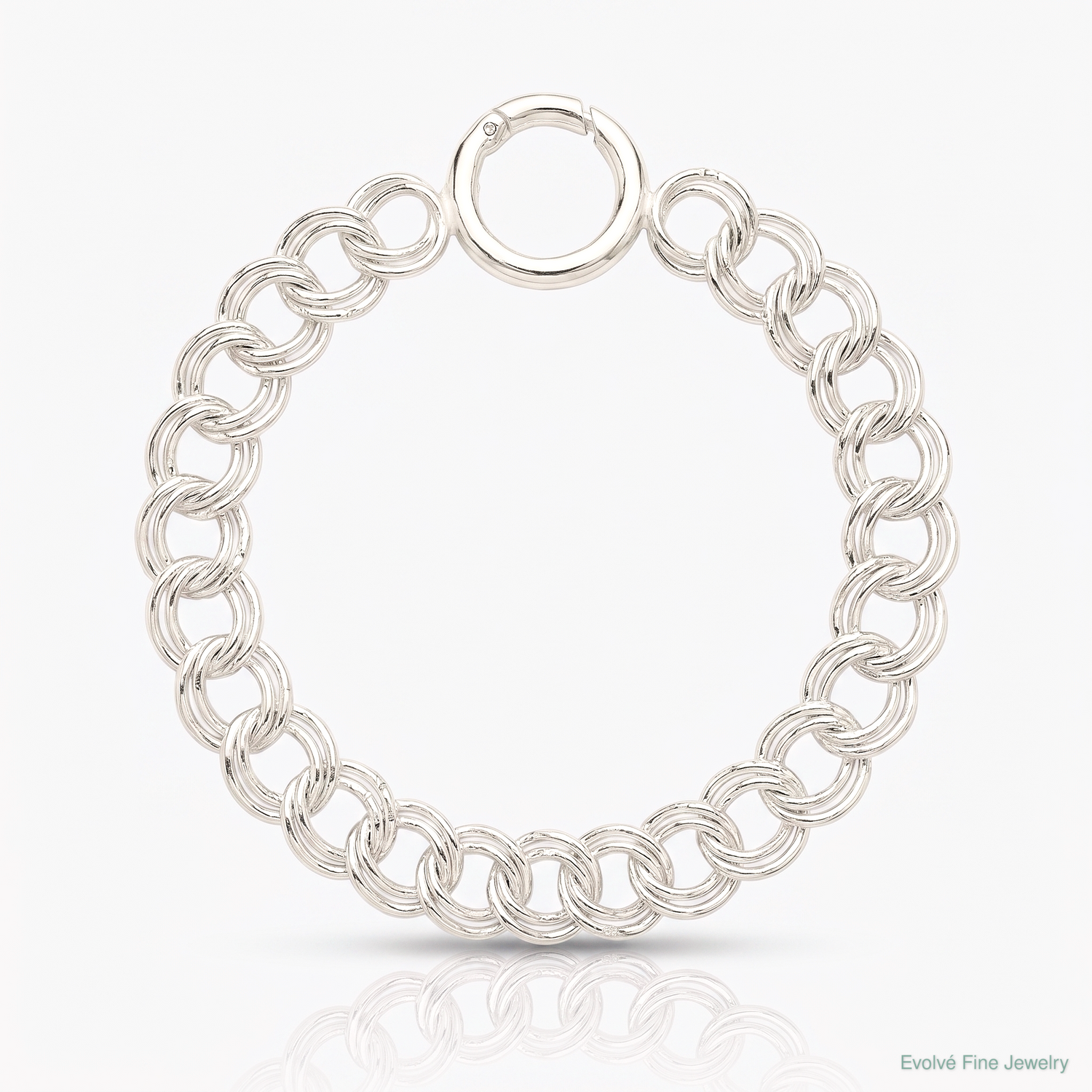 Sterling Silver Polished Double Link 7in Charm Bracelet - Lifestyle View