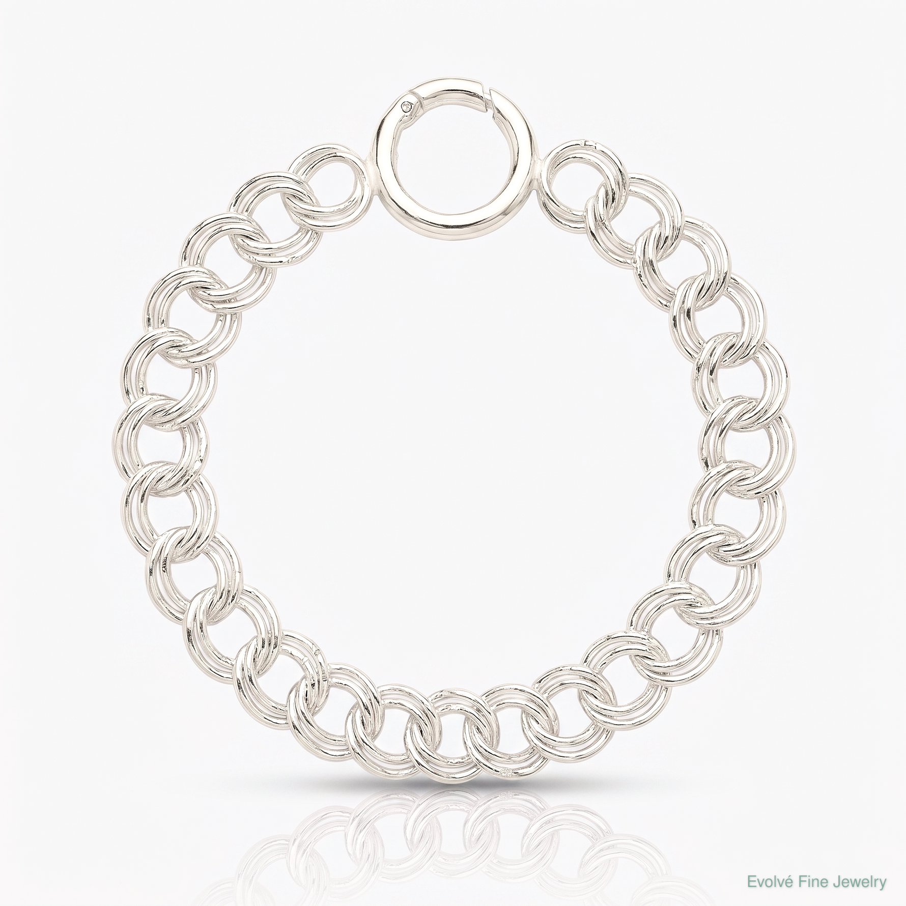 Sterling Silver Polished Double Link 7in Charm Bracelet - Lifestyle View