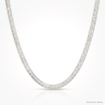 Sterling Silver Polished and Textured 8mm Flat Herringbone 18in Necklace - Lifestyle View