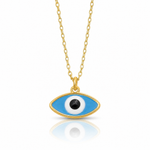 Sterling Silver Gold-plated Enamel Evil Eye w/1in ext. Necklace - Lifestyle View
