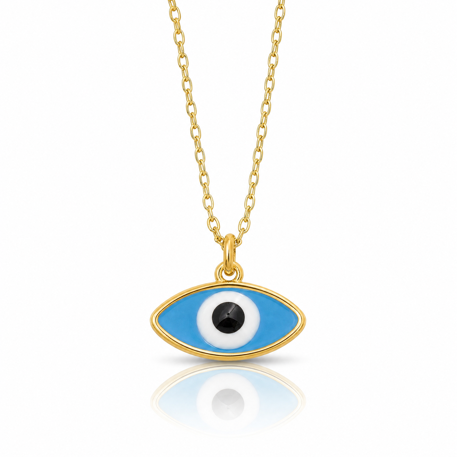 Sterling Silver Gold-plated Enamel Evil Eye w/1in ext. Necklace - Lifestyle View