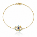 Sterling Silver Gold-plated Glass and Glass Crystal Evil Eye Bracelet - Lifestyle View