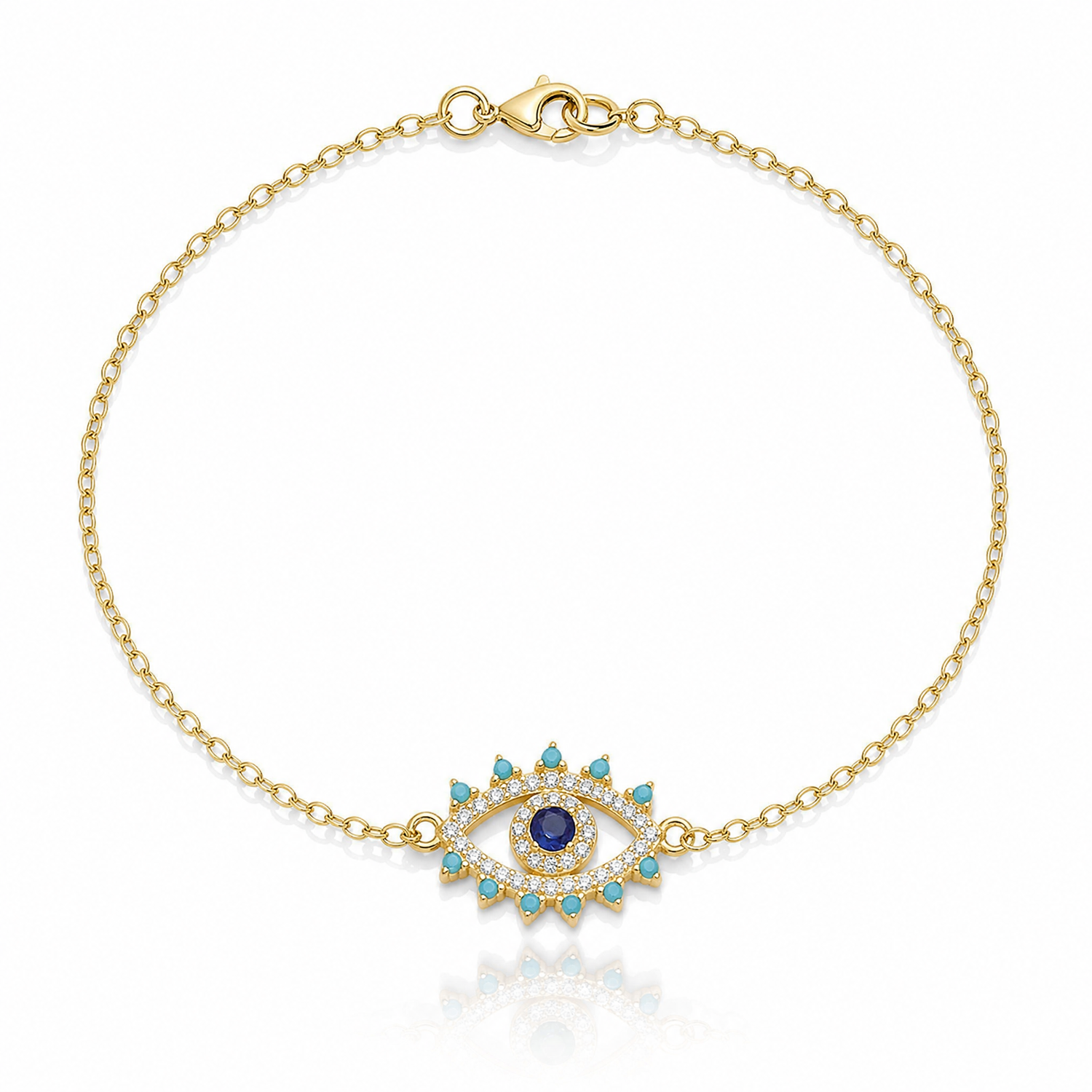 Sterling Silver Gold-plated Glass and Glass Crystal Evil Eye Bracelet - Lifestyle View