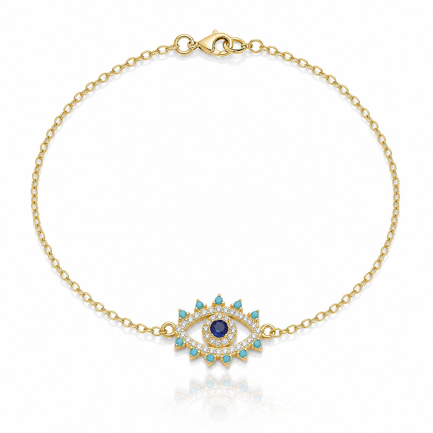 Sterling Silver Gold-plated Glass and Glass Crystal Evil Eye Bracelet - Lifestyle View