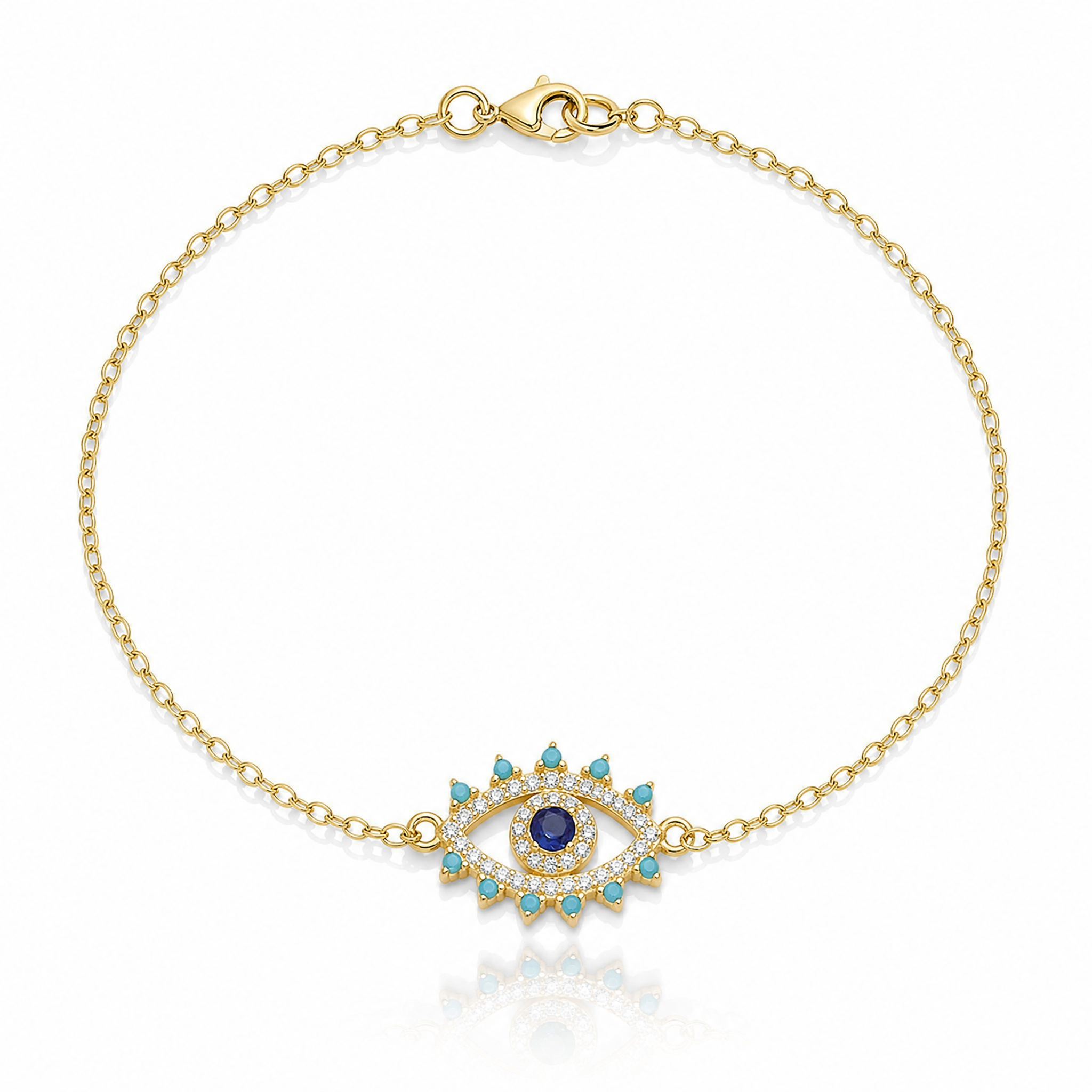 Sterling Silver Gold-plated Glass and Glass Crystal Evil Eye Bracelet - Lifestyle View