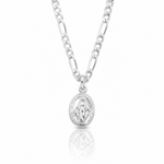 Sterling Silver RH-plated Miraculous Medal Link 16in w/2in ext. Necklace - Lifestyle View