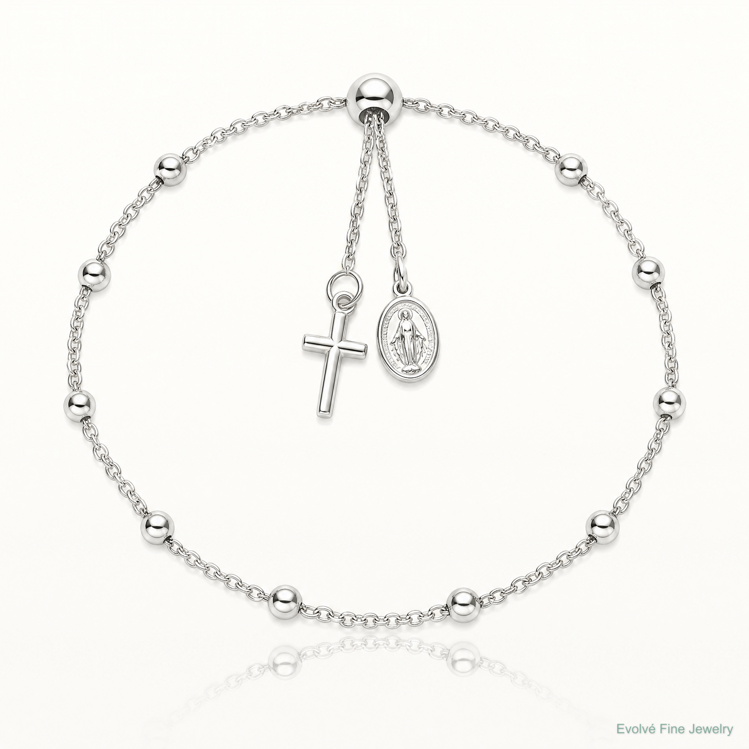 Sterling Silver Adjustable Rosary Bracelet - Lifestyle View