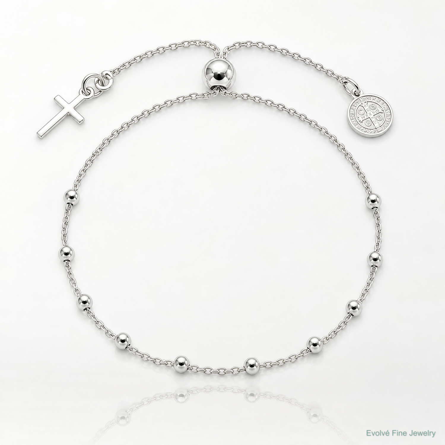 Sterling Silver St. Benedict Adjustable Rosary Bracelet - Lifestyle View