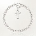 Sterling Silver E-Coated Double Open Cross Toggle Bracelet - Lifestyle View