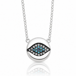 SS Multi Color CZ Evil Eye 16in w/2in ext Necklace - Lifestyle View