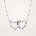 Sterling Silver E-Coating CZ Double Heart 16in w/2in ext Necklace - Lifestyle View