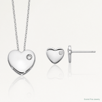 Sterling Silver RH-plated CZ Heart 18in Necklace and Post Earring Set - Lifestyle View