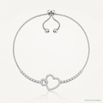 Sterling Silver Rhodium-plated CZ Heart Adjustable Bolo Bracelet - Lifestyle View