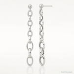 Sterling Silver Polished Graduated Link Post Dangle Earrings - Lifestyle View