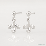 Sterling Silver Polished 3 Leaf Post Dangle Earrings - Lifestyle View