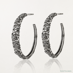 Sterling Silver Antiqued Graduated Floral Post Hoop Earrings - Lifestyle View
