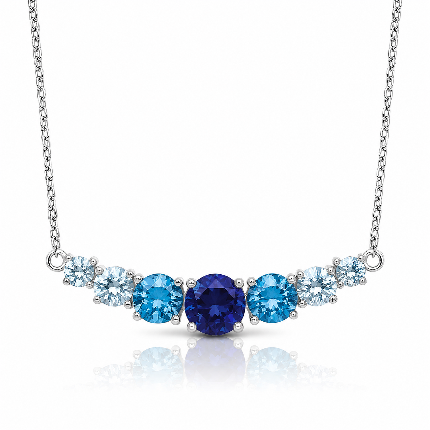 SS RH-plated Lab Cr. Spinel/Cr. Aquamarine 16in w/2in Ext Necklace - Lifestyle View