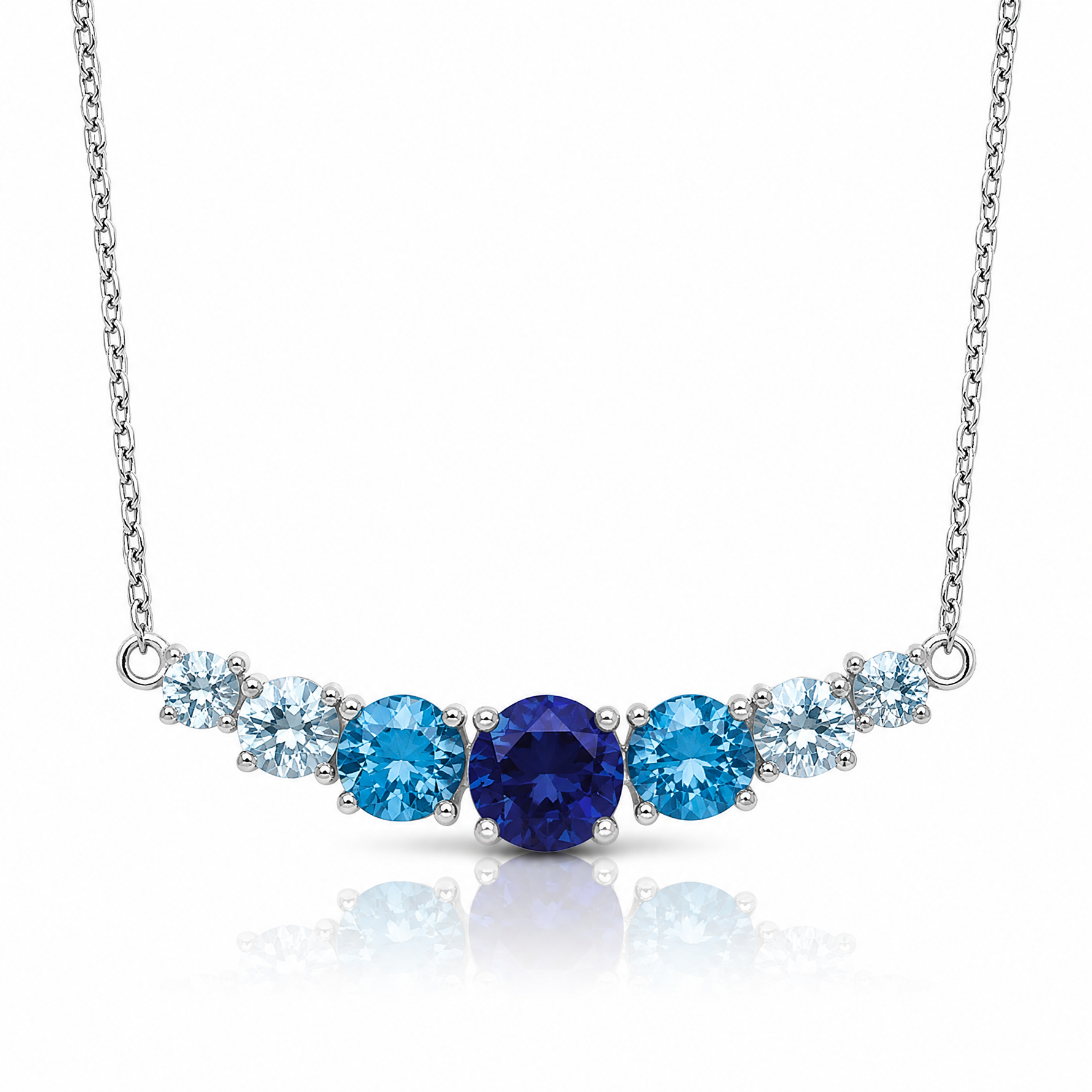 SS RH-plated Lab Cr. Spinel/Cr. Aquamarine 16in w/2in Ext Necklace - Lifestyle View