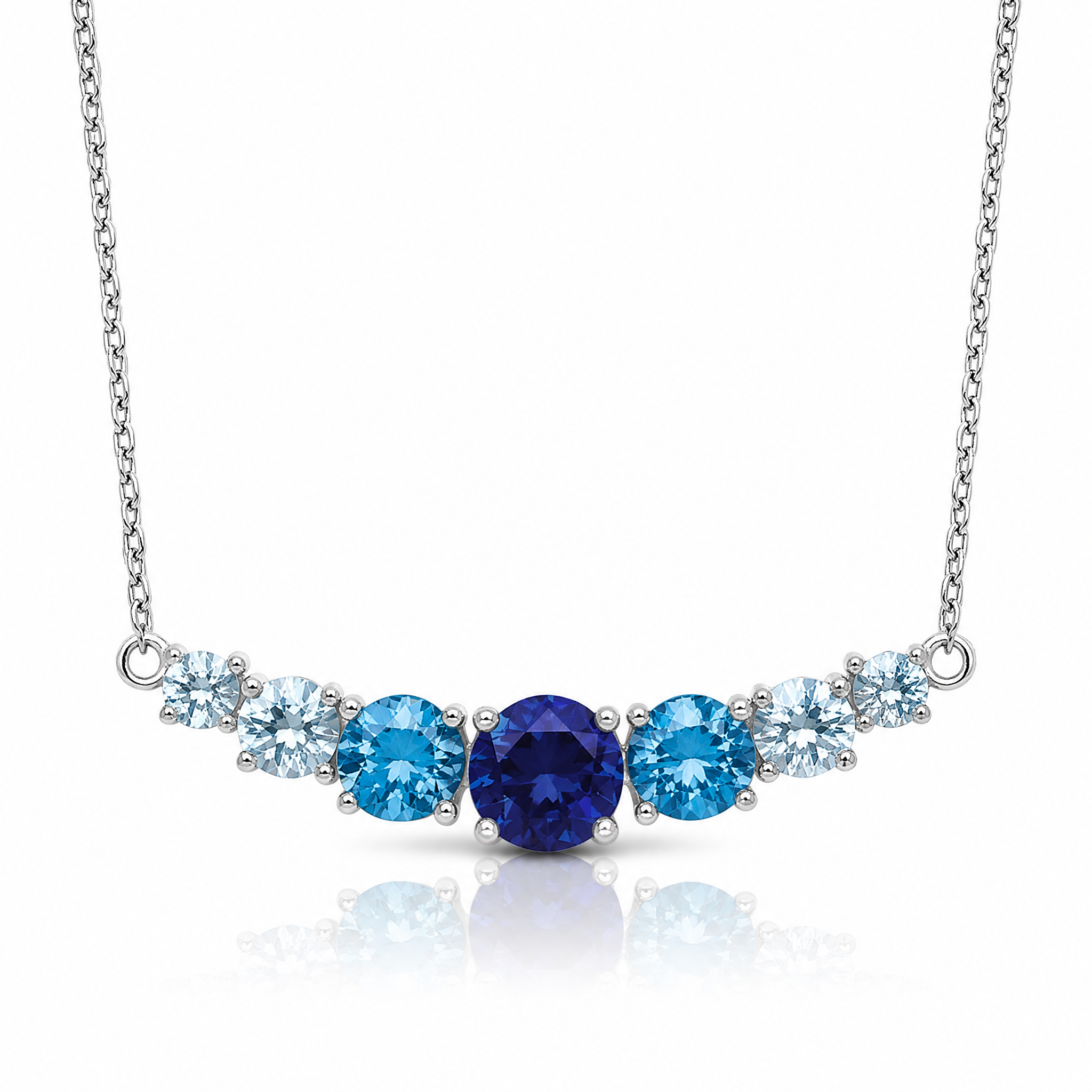 SS RH-plated Lab Cr. Spinel/Cr. Aquamarine 16in w/2in Ext Necklace - Lifestyle View