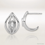 Sterling Silver Rhodium-plated CZ Polished Post J-Hoop Earrings - Lifestyle View