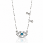 Sterling Silver CZ Evil Eye w/ 2in Ext Necklace - Lifestyle View