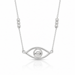 Sterling Silver Polished Evil Eye w/1in Ext Necklace - Lifestyle View