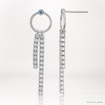 Sterling Silver Rhodium-plated Blue & White CZ Dangle Post Earrings - Lifestyle View