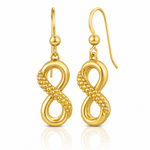 Sterling Silver Gold-tone Polished and Textured Infinity Dangle Earrings - Lifestyle View