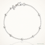 Sterling Silver Polished and Beaded CZ Cross Bracelet - Lifestyle View