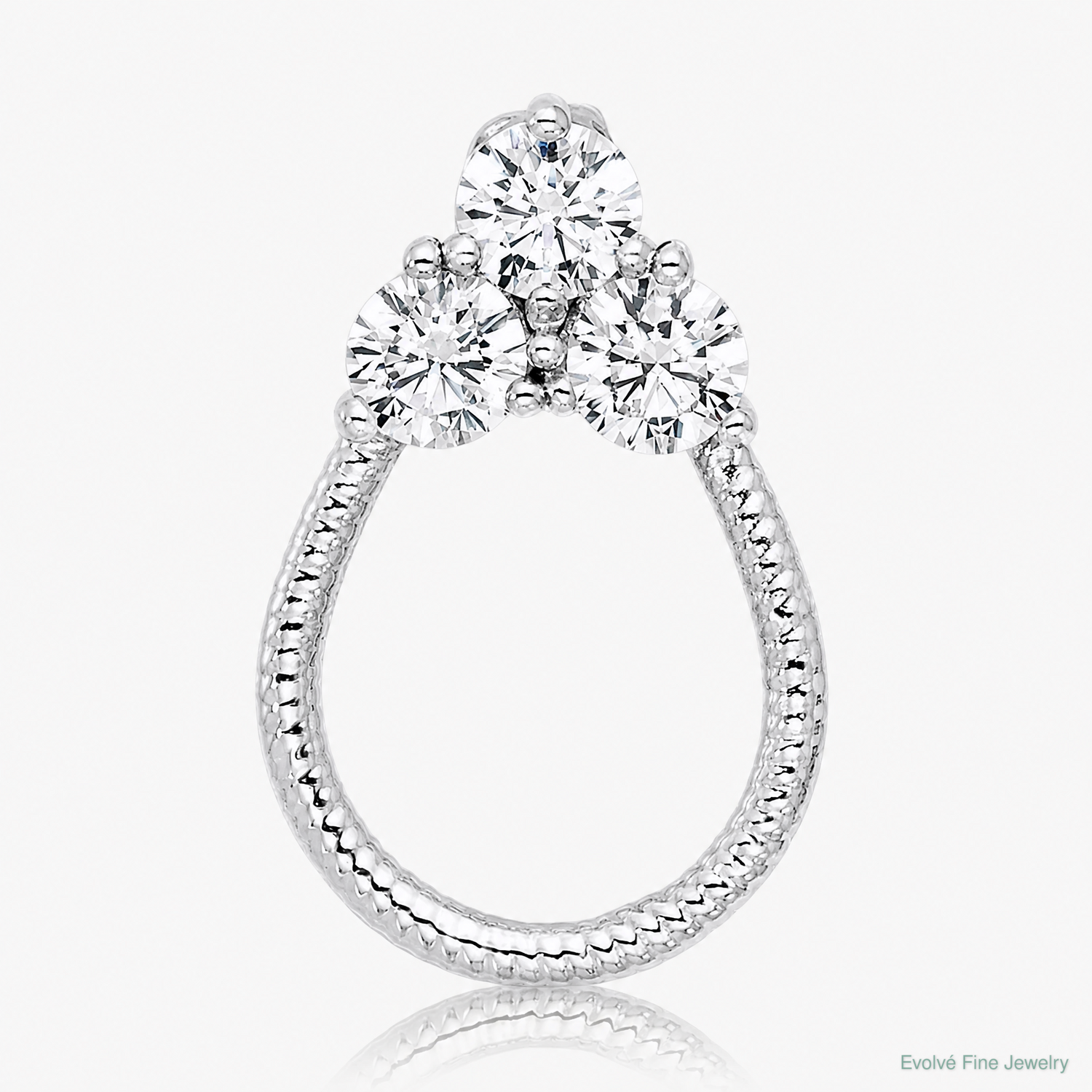 Sterling Silver Rhodium-plated CZ Textured Chain Slide Pendant - Lifestyle View