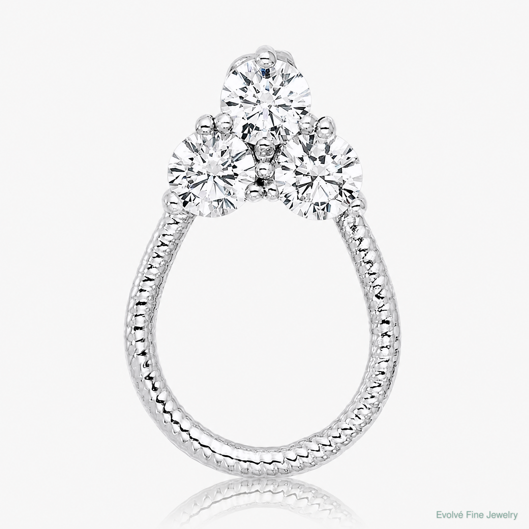 Sterling Silver Rhodium-plated CZ Textured Chain Slide Pendant - Lifestyle View