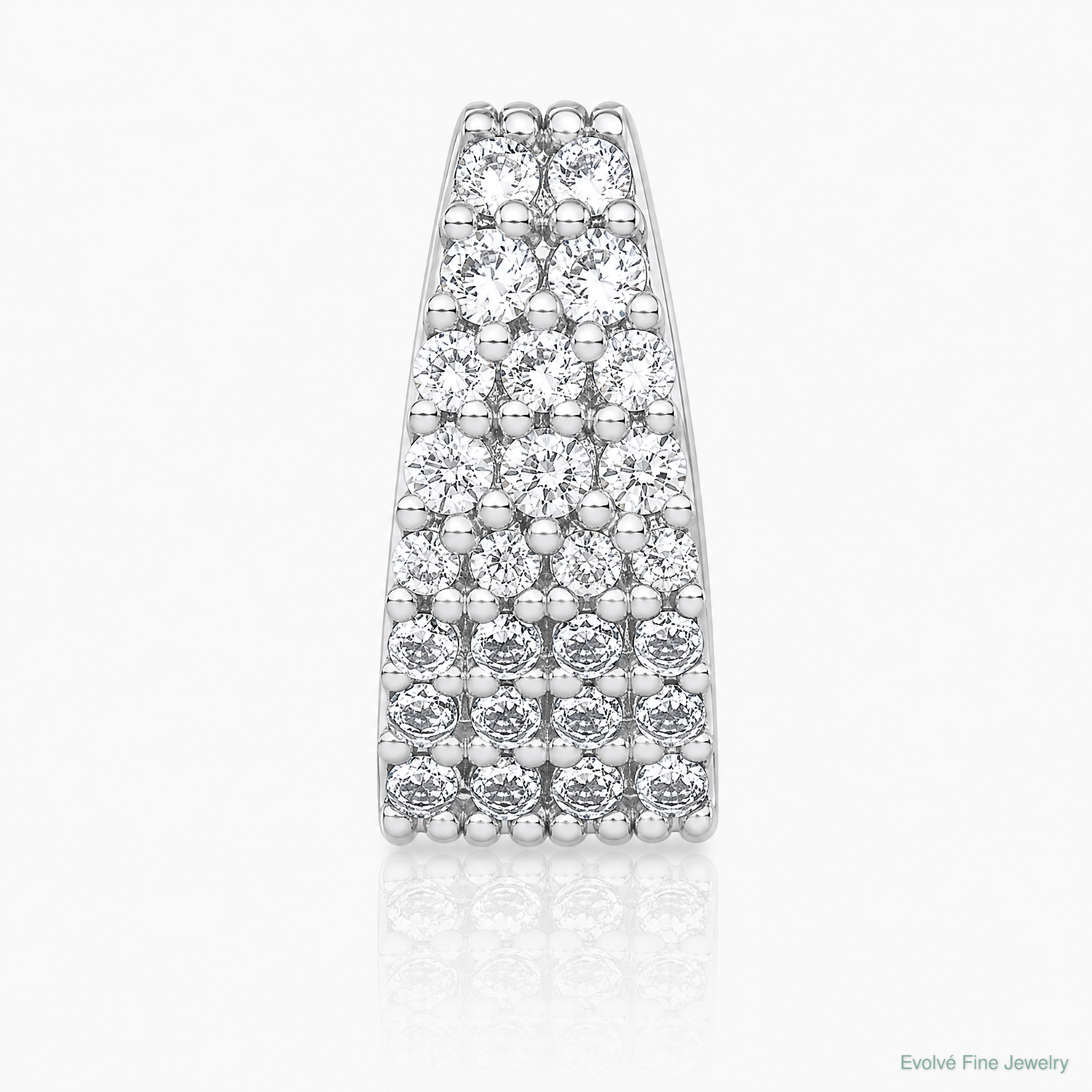 Sterling Silver RH-plt Polished CZ Curved / Tapered Chain Slide Pendant - Lifestyle View