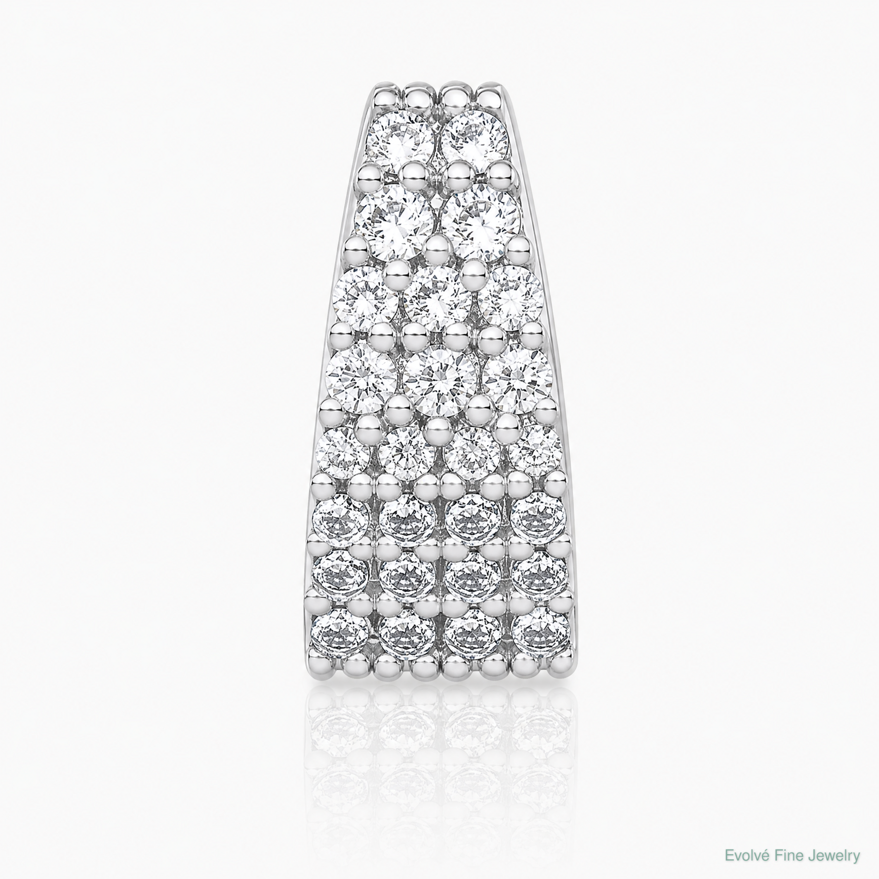 Sterling Silver RH-plt Polished CZ Curved / Tapered Chain Slide Pendant - Lifestyle View
