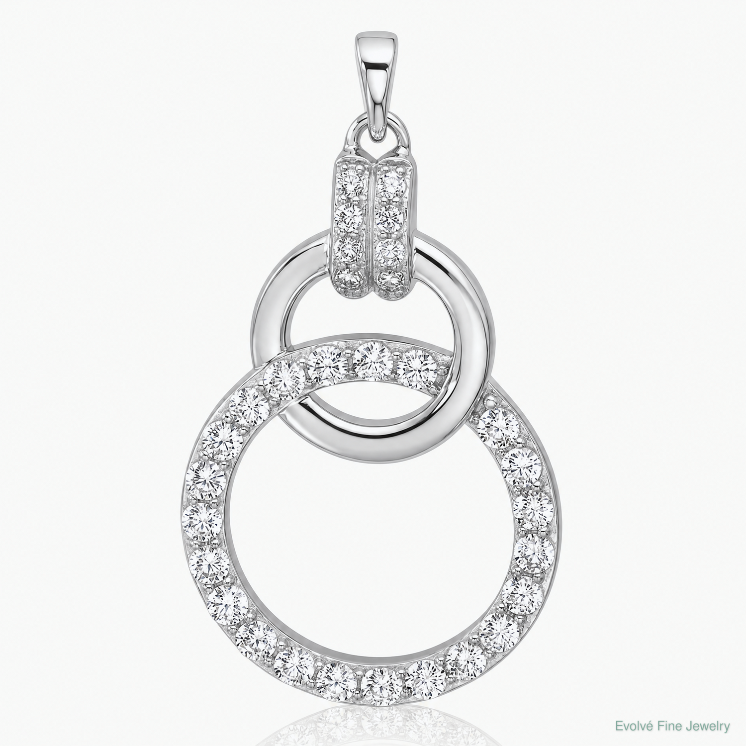 Sterling Silver Rhodium-plated CZ Circle Pendant - Lifestyle View