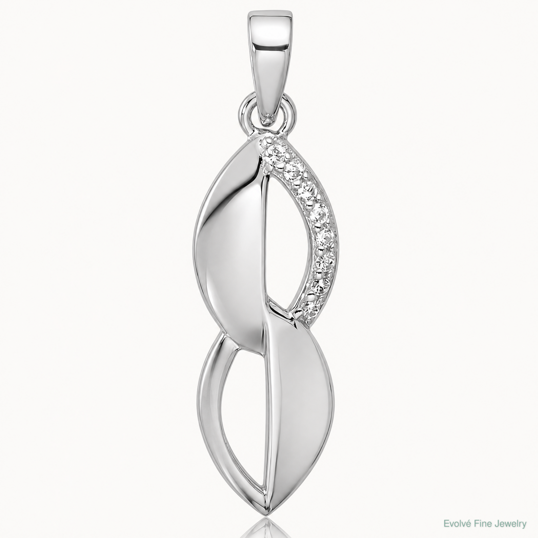 Sterling Silver Rhodium-plated CZ Pendant - Lifestyle View