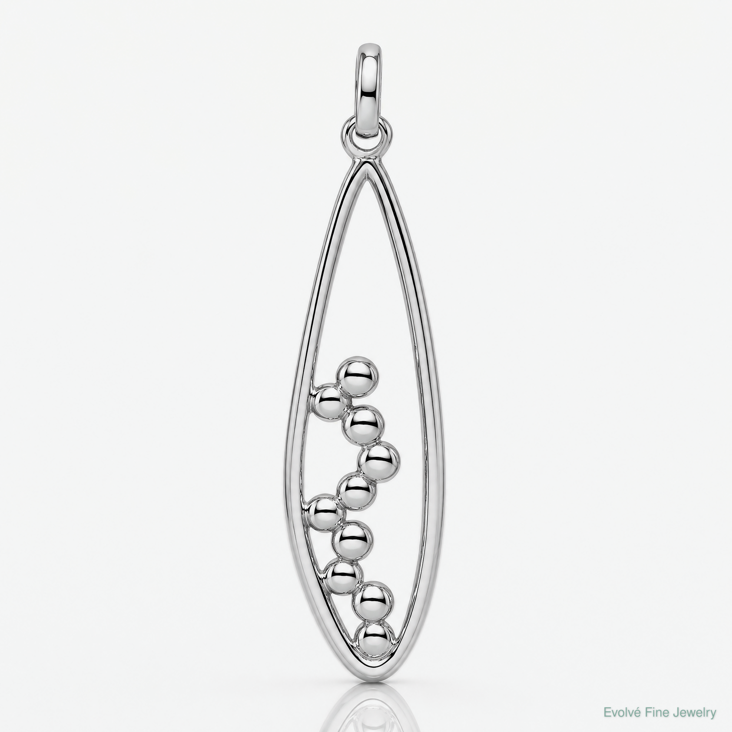 Sterling Silver Rhodium-plated Polished Oval Pendant - Lifestyle View